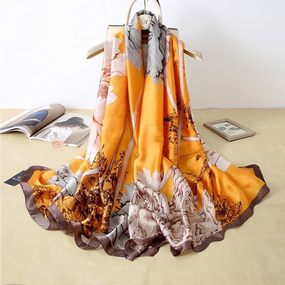 Dani Gold & Brown Print Scarf